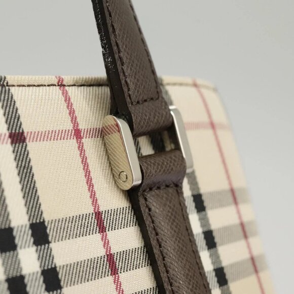 BURBERRY Nova Check Hand Bag Canvas Leather Beige Auth 101313 - Picture 12 of 16